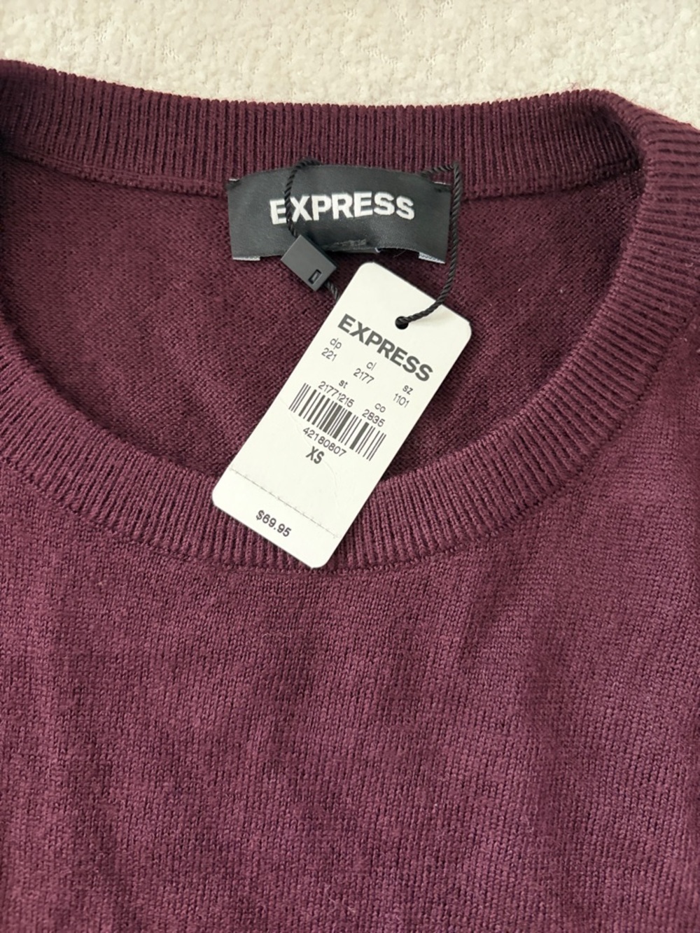 Express Men's Crewneck Sweater in Burgundy